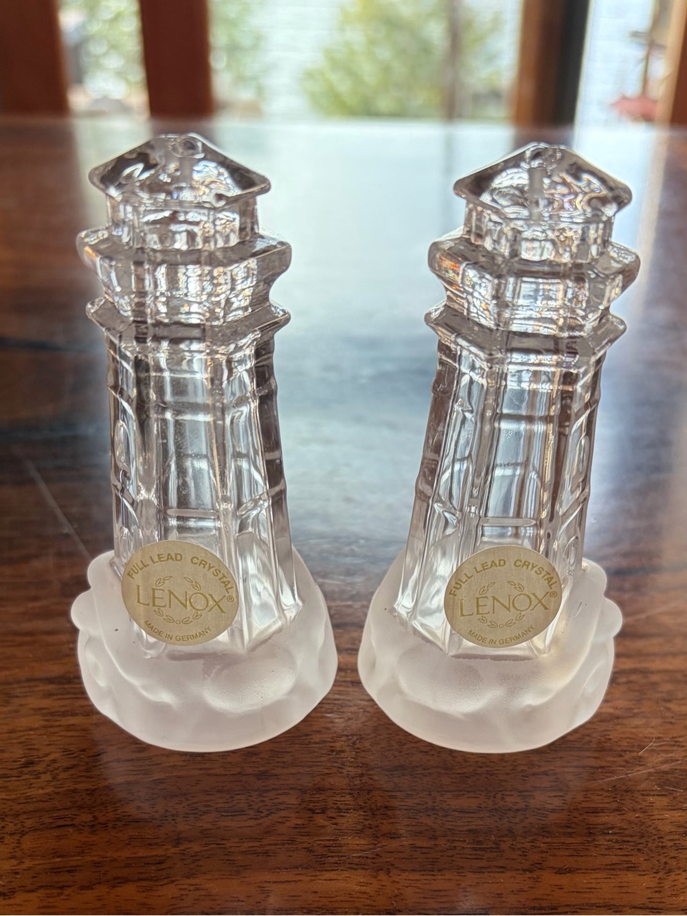 ✨ Vintage Lenox Full Lead Crystal Lighthouse Salt & Pepper Shakers ✨